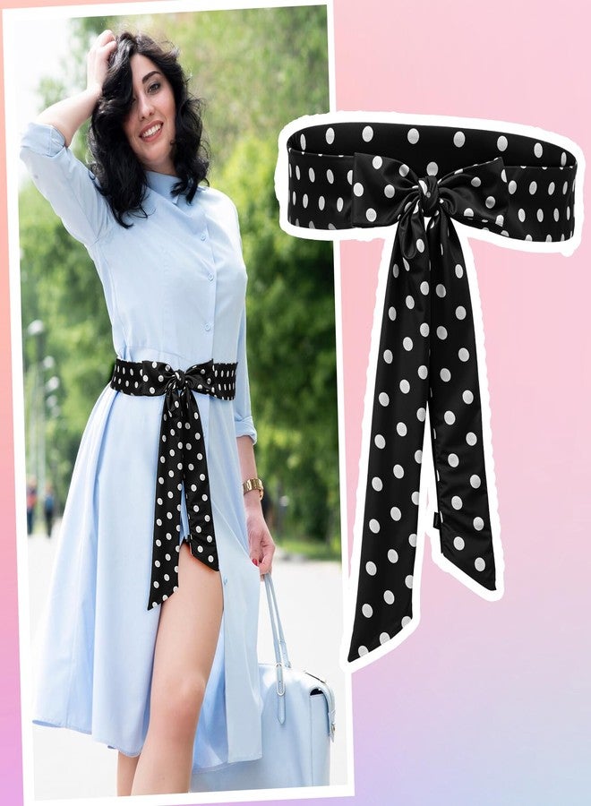 BOHUIZ Wedding Satin Sash Belt Women Dress Sash Bridal Belt Waist Belts for Party Special Occasion 2'' Wide Double Side Dots(Black) - Image 3